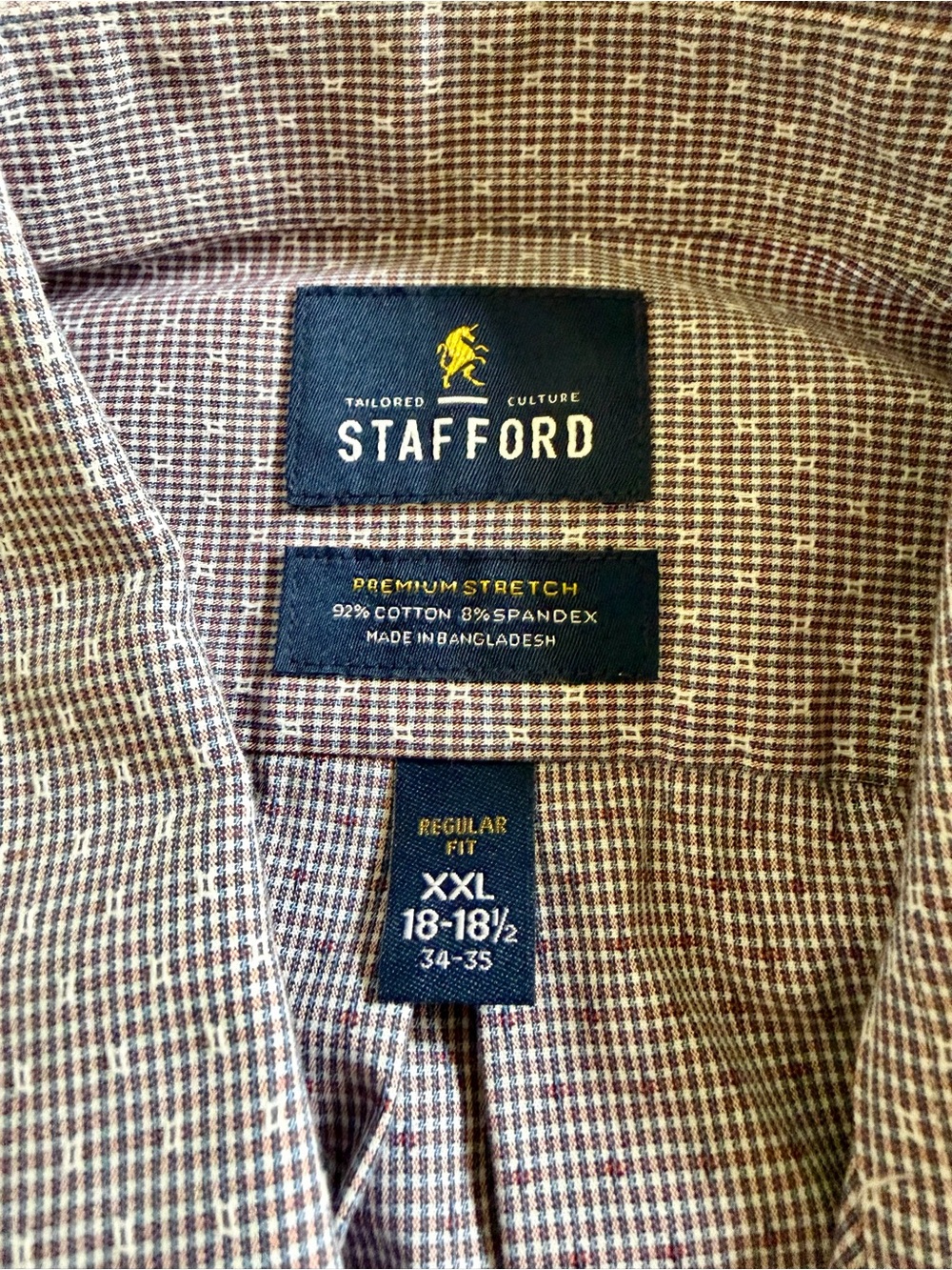 Stafford Lavender-Lilac Micro-Check Stretch Dress Shirt XXL 18-18.5